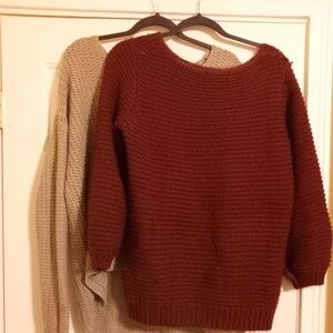 H&M Red & Gold Oversized Knit Sweaters Size Medium